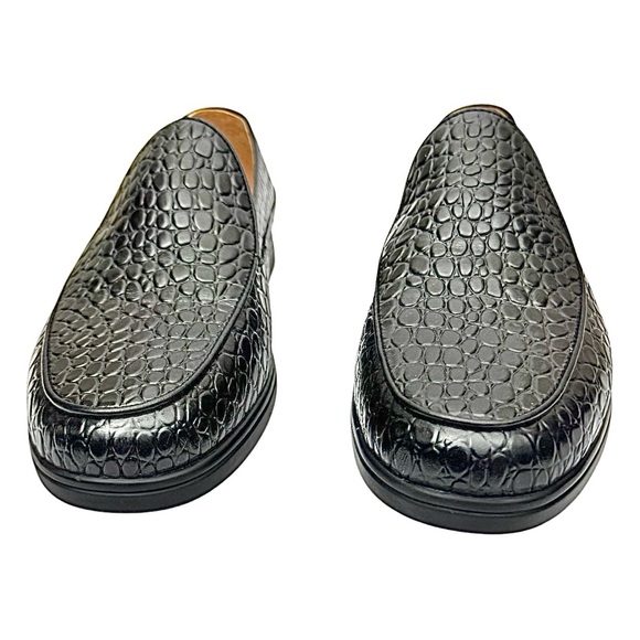 Marc Nolan Men\'s Alessandro Black Croc Leather Venetian Loafers Size 8 Medium main image 7